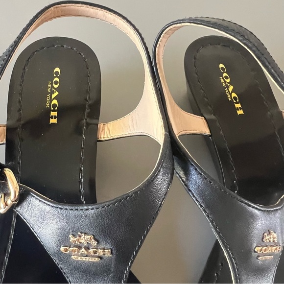 Coach Black Leather Sandals - Picture 2 of 14